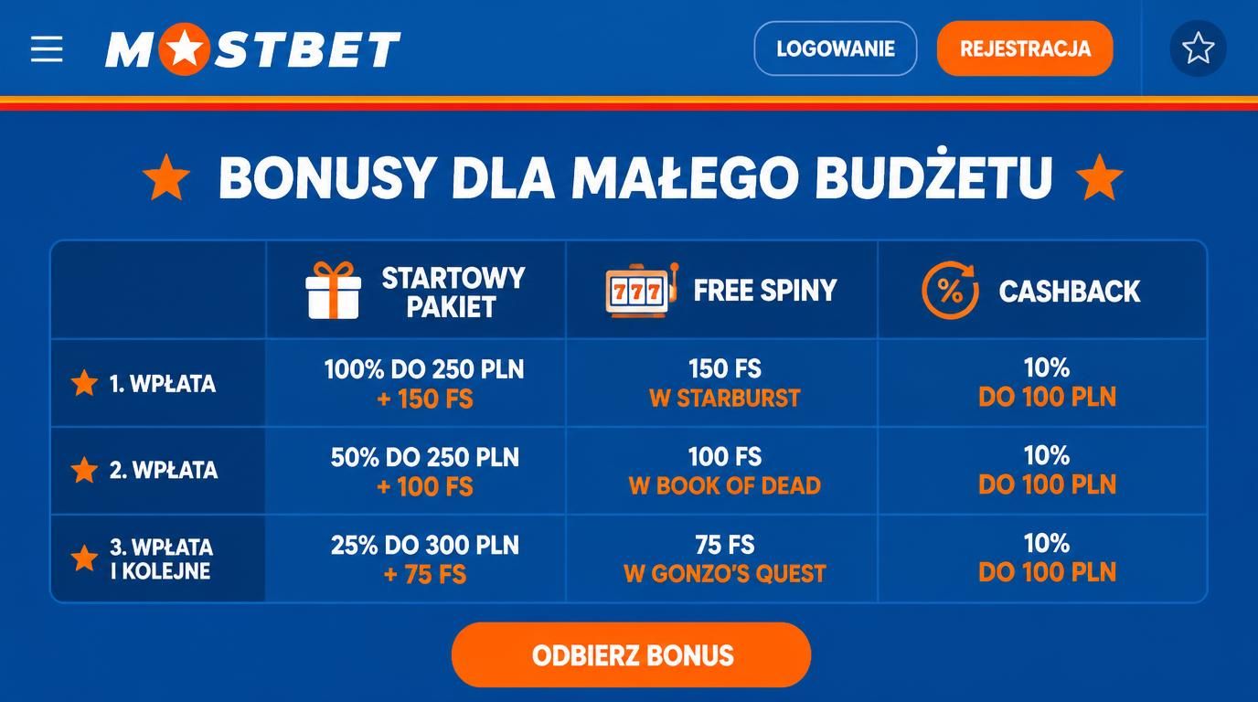 tabela ofert bonusowych dla gracza z niskim budżetem