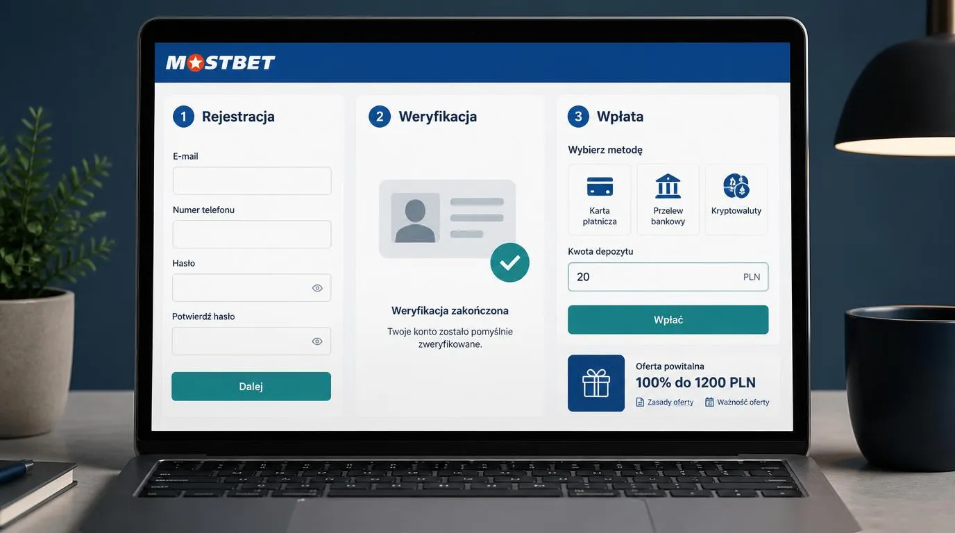 Panel rejestracji, weryfikacji tożsamości i wyboru płatności w kasie kasyna